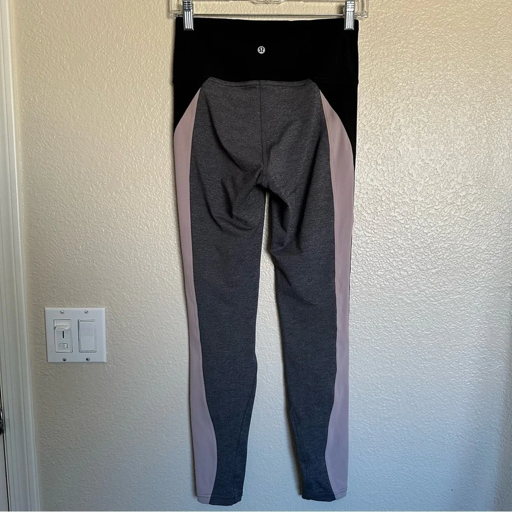 Lululemon Get Going Train Tight 28” Heathered Black Smoky Blush Leggings Size 6